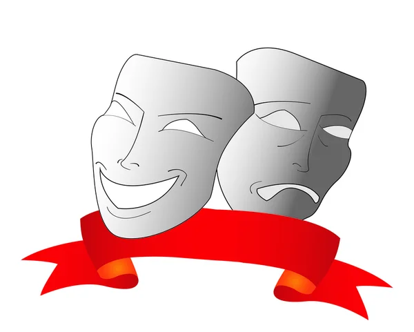 kırmızı kurdele ile vektör Tiyatro maskeleri