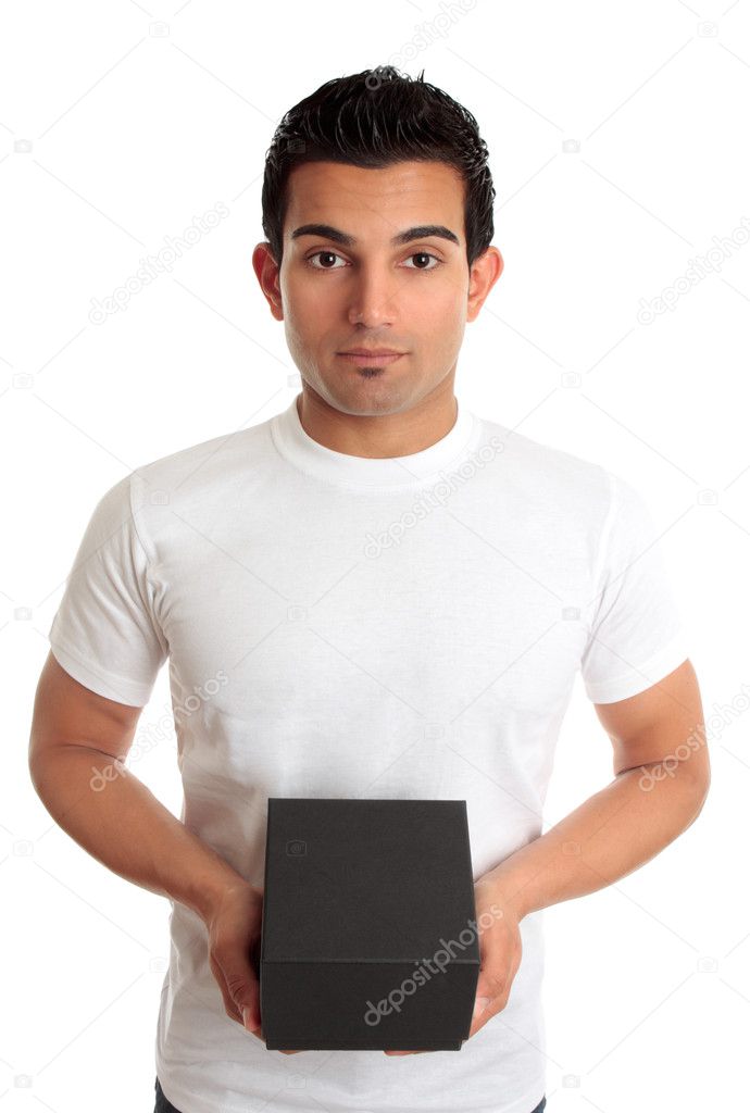 Man holding box product or gift — Stock Photo © lovleah 2694665