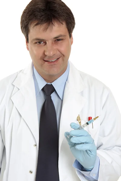 Doctor with syringe needle — Stock Photo, Image