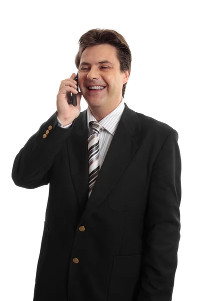 Gelukkig zakenman op telefoon — Stockfoto