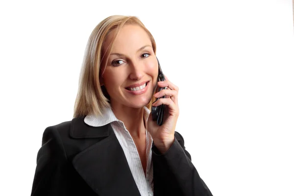 Vriendelijke vrouw op telefoongesprek — Stockfoto