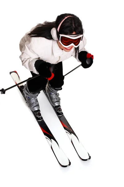 Žena lyžování — Stock fotografie