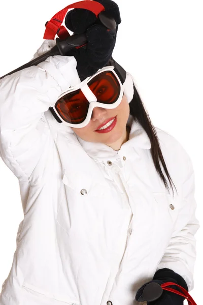 Krásné ženské lyžař — Stock fotografie