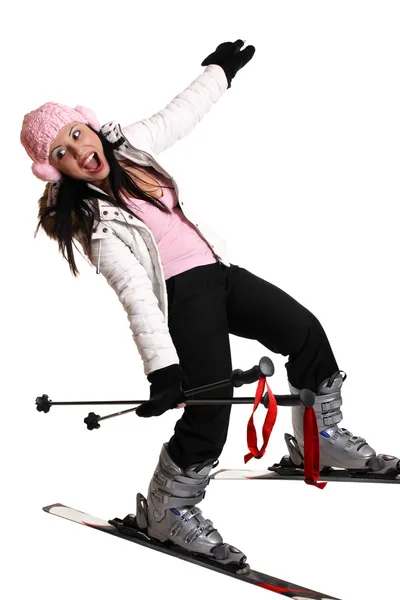 Spaß beim Skifahren — Stockfoto