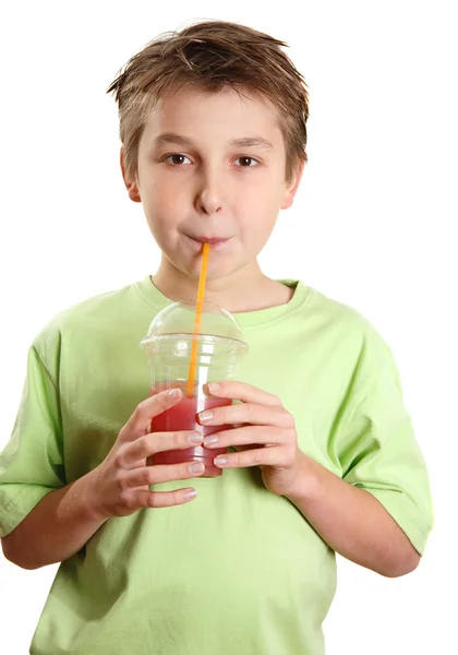 Criança bebendo um suco — Fotografia de Stock
