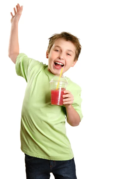 跳跃的儿童健康果汁 — 图库照片