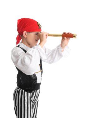 Pirate searching using a spotting scope clipart