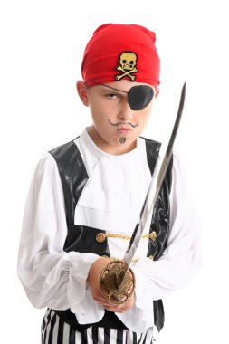 Young pirate ready for fight clipart