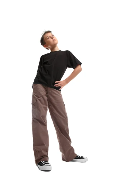 Στέκεται μόδας αγόρι νεολαίας - χαμηλή γωνία — Φωτογραφία Αρχείου