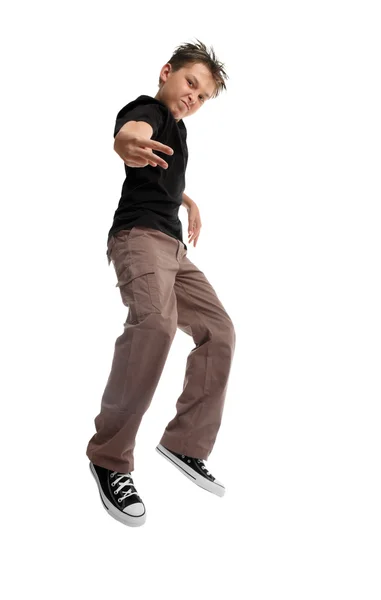 Jumping boy youth attitude — Stock Photo, Image