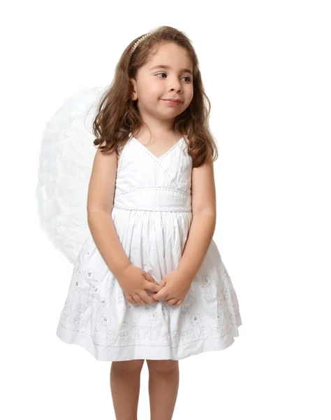 Kleine witte engel zijwaarts op zoek — Stockfoto