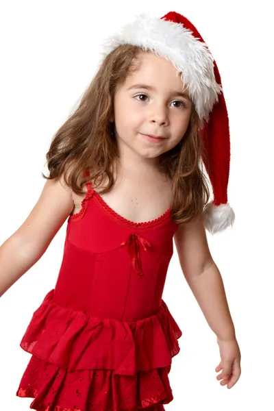 Kırmızı Noel Baba şapkası giyen çocuk — Stok fotoğraf