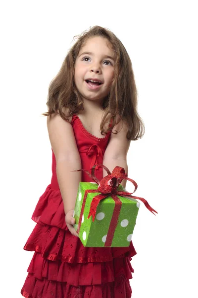 Chica feliz sosteniendo regalo Fotos De Stock
