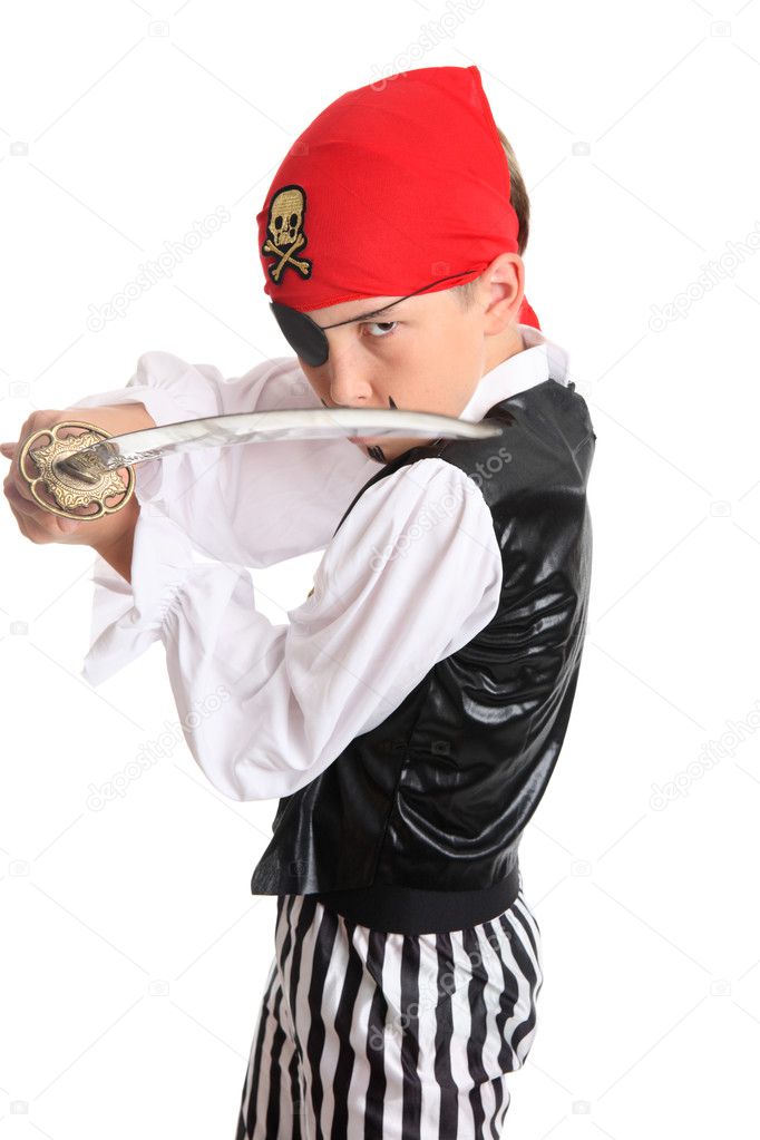 Pirate holding a cutlass sword