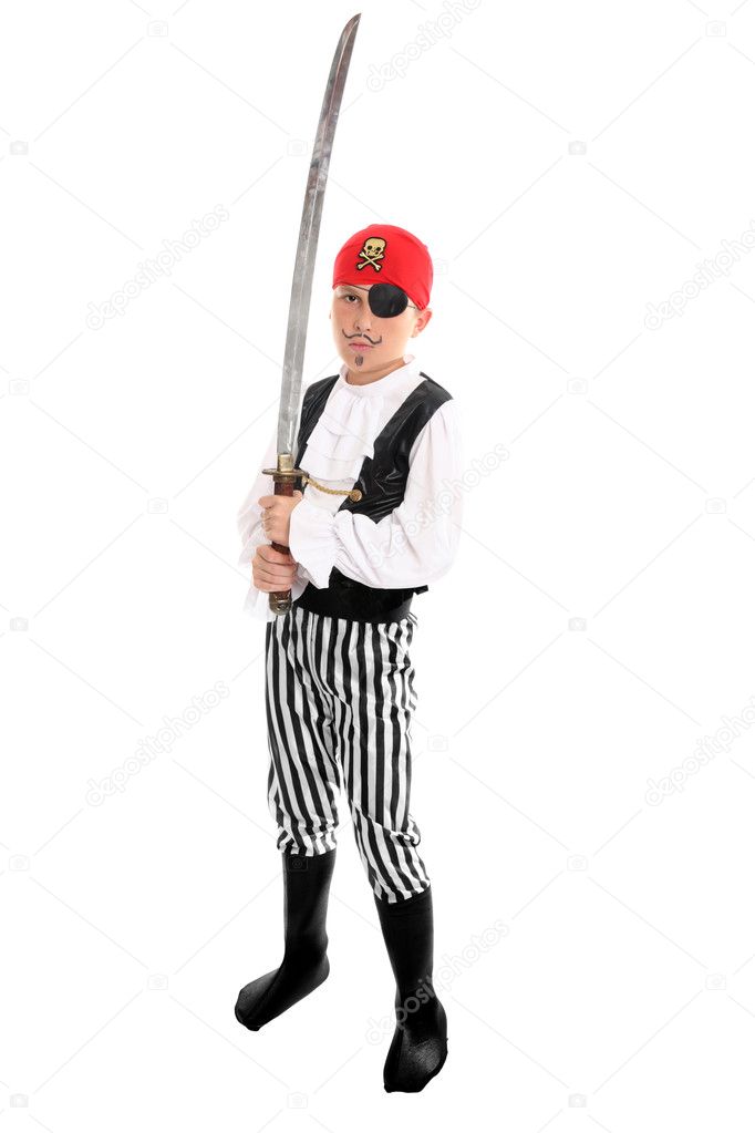 Child wearing a pirate costume