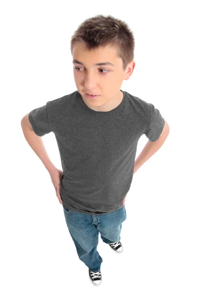 Junge in grauem T-Shirt und blauer Jeans — Stockfoto