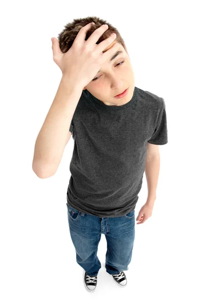 Беспокойный уставший стресс или расстроенный мальчик — стоковое фото