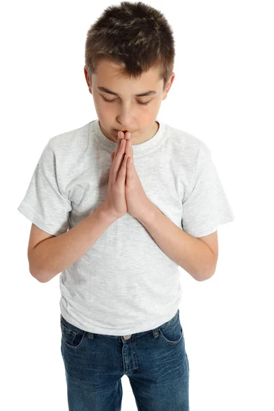 Geistlicher Junge betet — Stockfoto