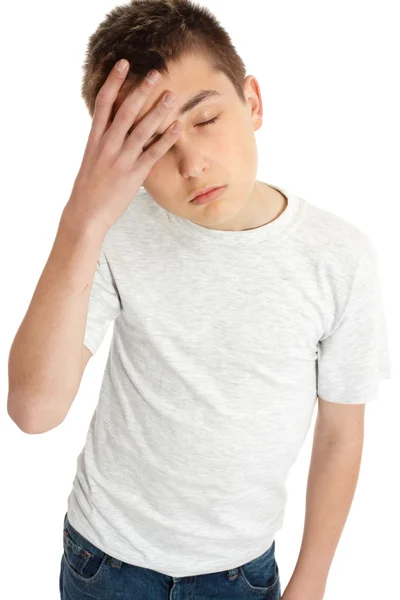 Boy child, headache, tired, weary — Stock Photo, Image