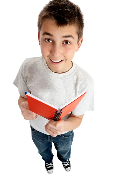 Jongen aan student met een boek — Stockfoto