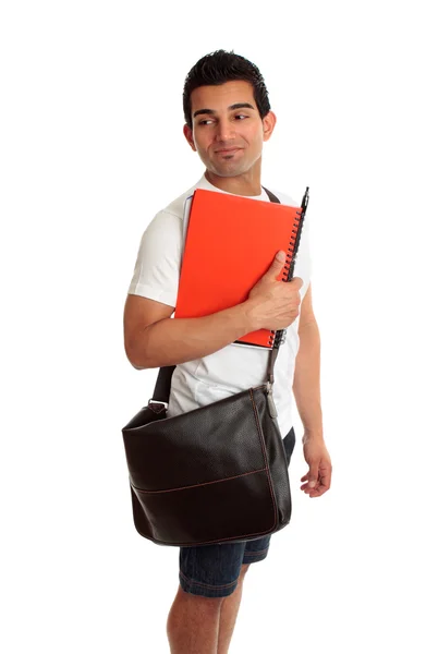 Estudante olha por cima do ombro na mensagem — Fotografia de Stock