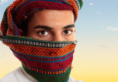 Arab man wearing keffiyeh clipart