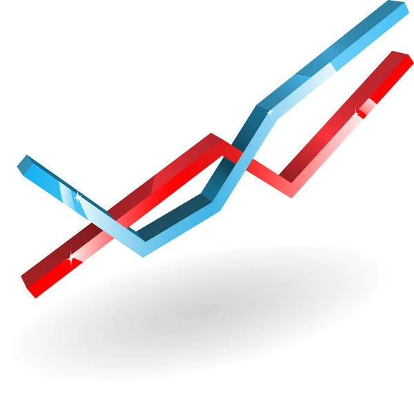 Piros és kék vonal — Stock Vector