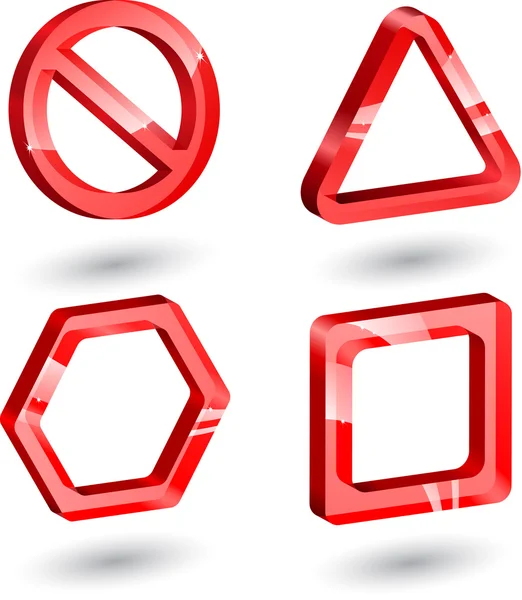 3D kırmızı cam işaretleri — Stok Vektör