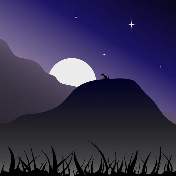 Noche en una montaña — Vector de stock