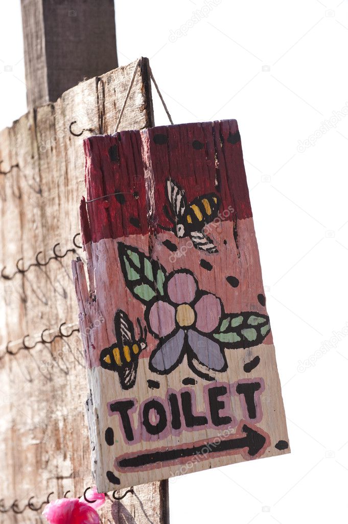 Painted toilet sign