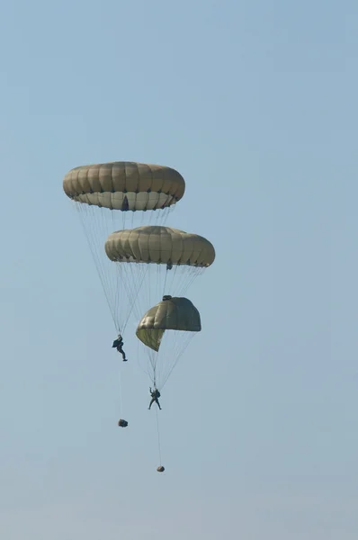 Jumping paratroopers — Stock Photo, Image