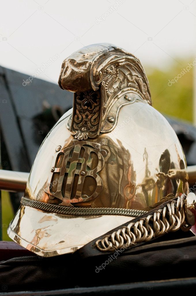 Old brass firebrigade helmet