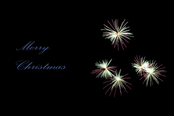 Christmas wish card fireworks — Stock Photo, Image