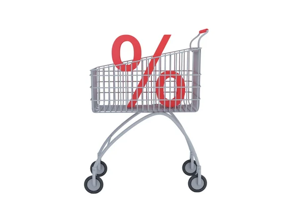 stock image Shopping cart with percent sign