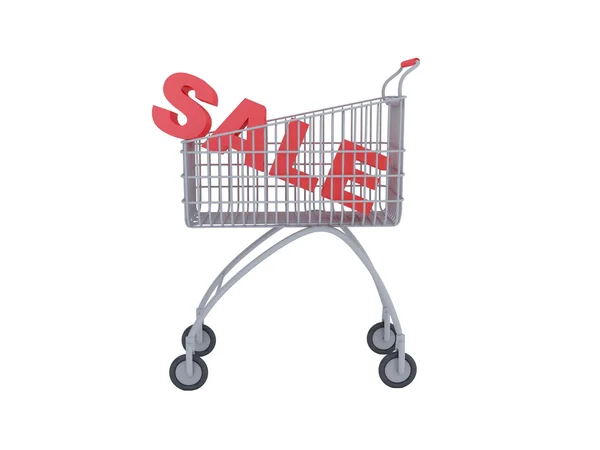 Nákupní vozík s textem prodej — Stock fotografie