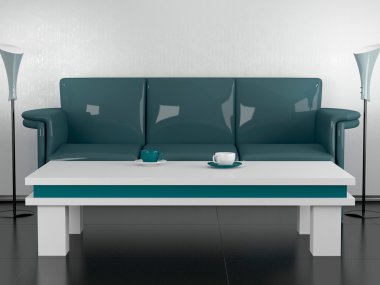 Modern room for coffee break, 3d clipart