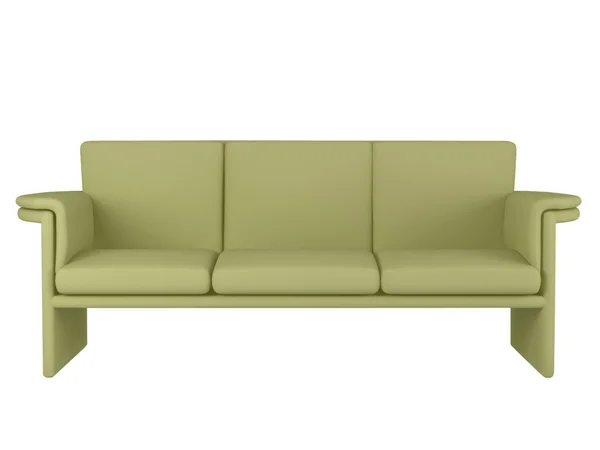Zielona sofa odizolowana na białym — Zdjęcie stockowe