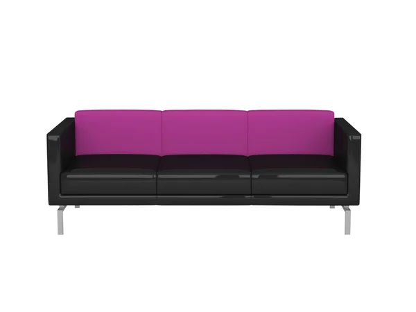 Nowoczesne sofa czarny i fioletowy na białym tle — Zdjęcie stockowe