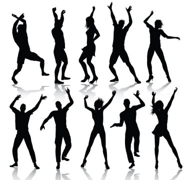 Dancing silhouettes clipart