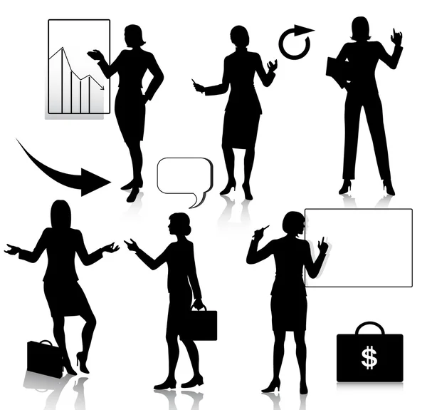 stock vector Business Women Silhouettes Set