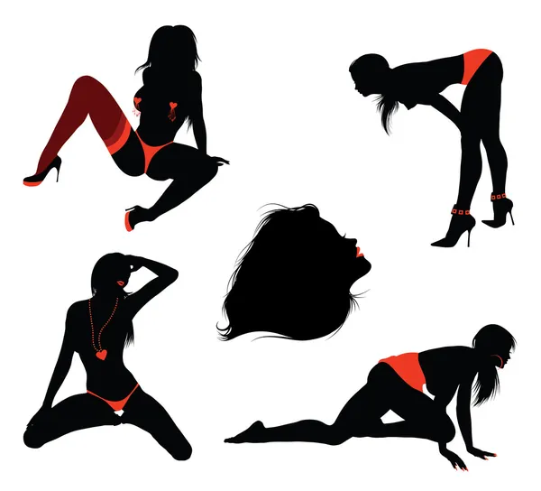 Seksi kız silhouettes — Stok Vektör