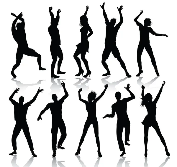 Silhouettes dansantes — Image vectorielle
