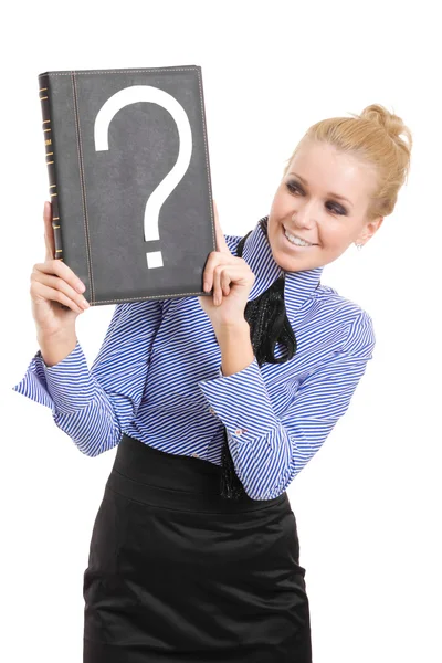 Woman business problems mark question isolated — Stock Photo, Image