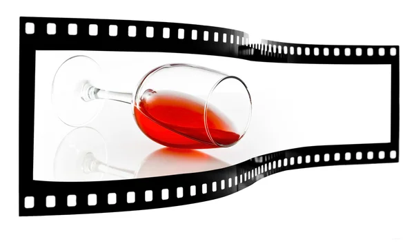 Kırmızı şarap dökmek film şeridi — Stok fotoğraf