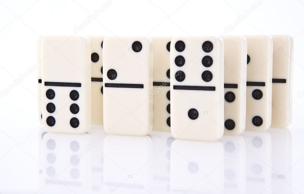 Close up of domino on white background