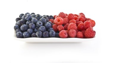 Blueberrys and Rasberrys in a dish clipart