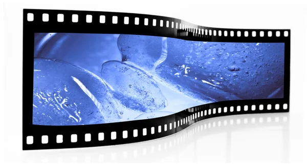Blaue Eiswürfel Filmstreifen — Stockfoto