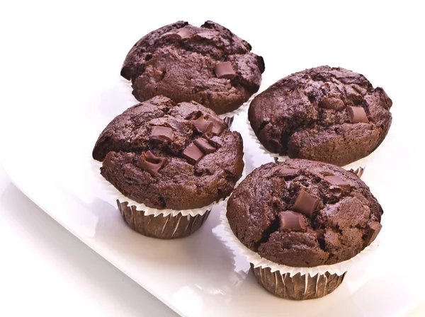 Muffins de chocolate duplo caseiro — Fotografia de Stock