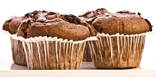 Kotitekoinen kaksinkertainen suklaa muffinit — kuvapankkivalokuva