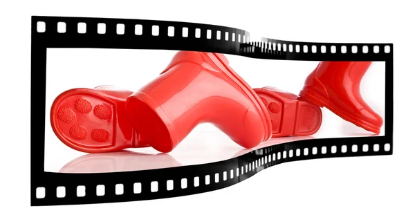 Červené wellie boty filmový pás — Stock fotografie